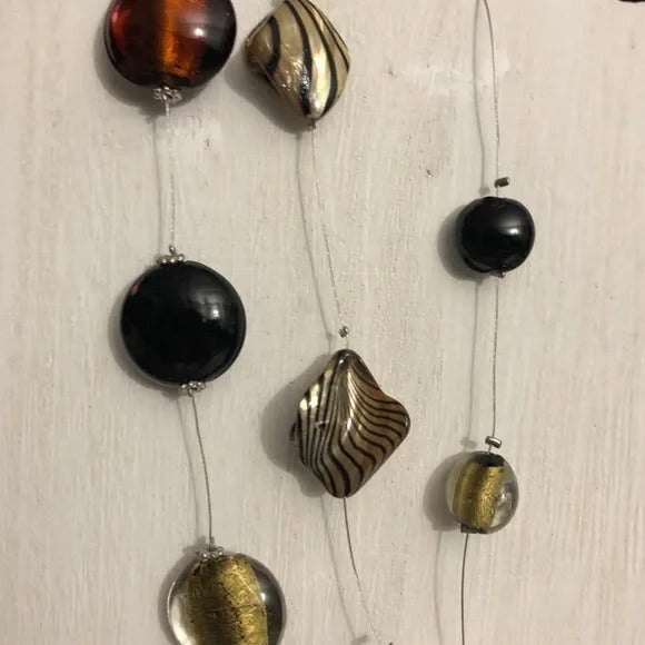 Layered Abalone MOP Beaded Wire Illusion Statement Necklace - Picture 4 of 9